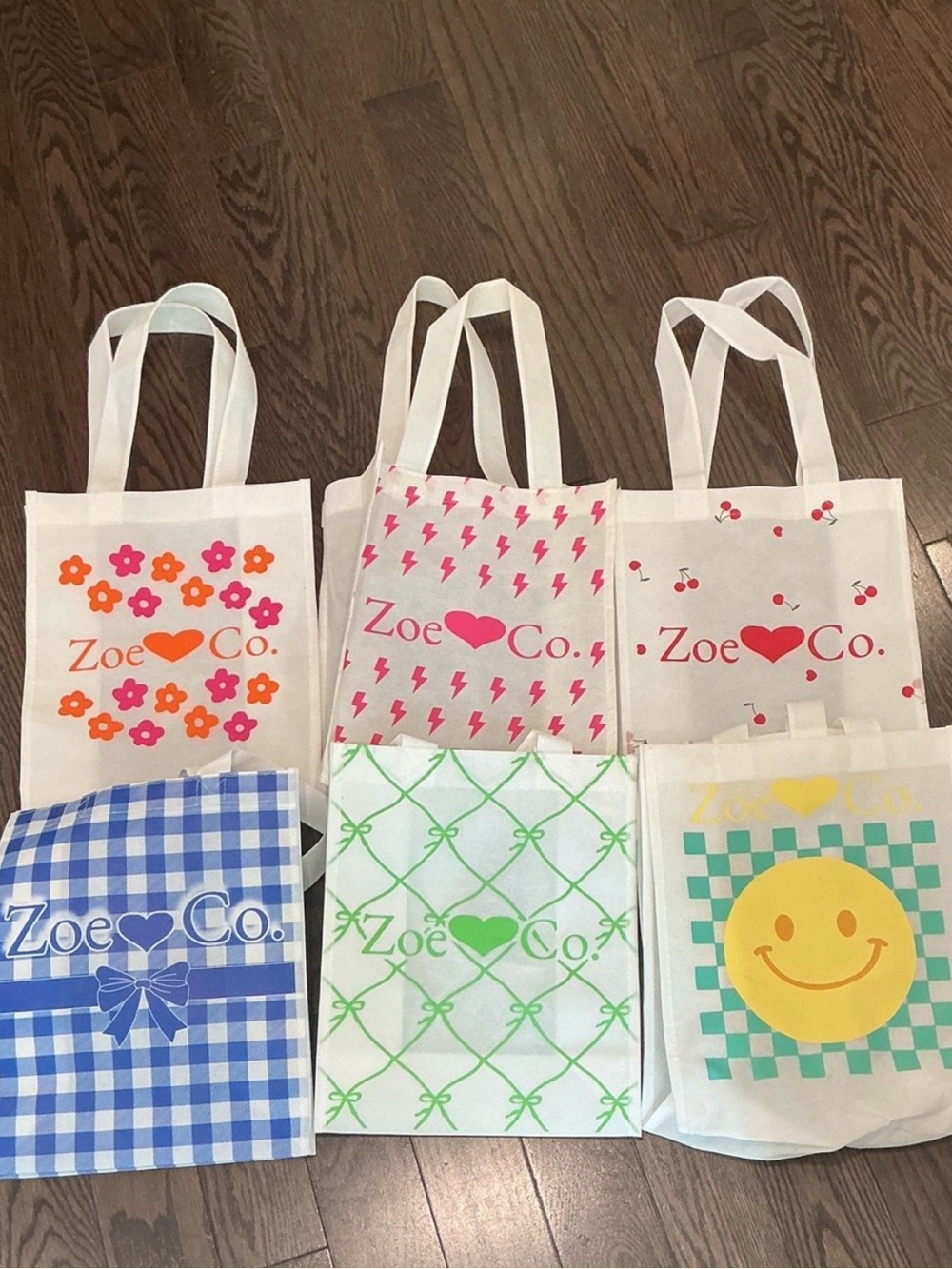 Kids Tote Bag — Pink and Green Printed Designs